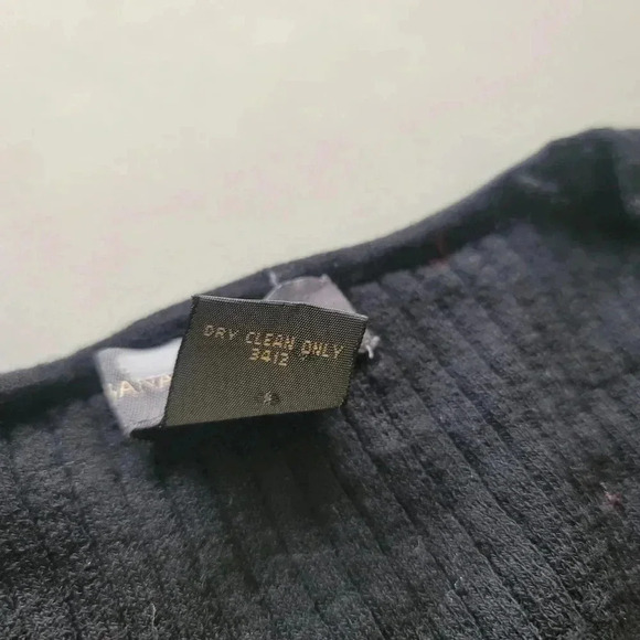 Banana Republic V-Neck 100% Merino Wool Ribbed Sweater Black Stretch Sz M - Picture 4 of 7